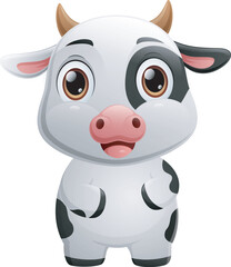 Cute cow cartoon isolated on white background