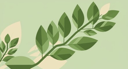Naklejka premium Stylized nature background with overlapping leaves, soft pastel green and clay tones, modern vector