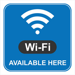 wifi available here sign blue background with white icon