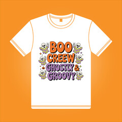 Boo Crew Ghostly & Groovy Halloween T-Shirt – Cute Retro Spooky Tee for Fall

