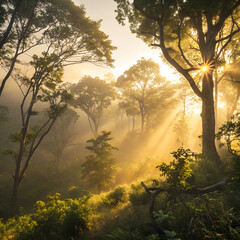 sunrise in the forest