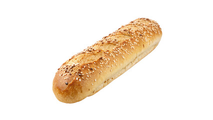 one fresh baguette with sesame  isolated on transparent background 