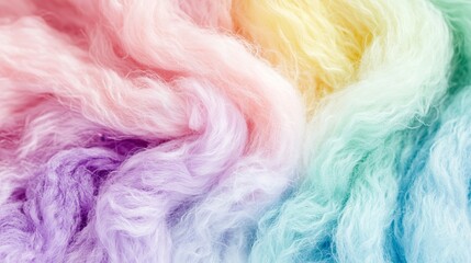 Obraz premium Colorful wool fibers blend in pastel shades in a vibrant display of texture and hue for textile enthusiasts