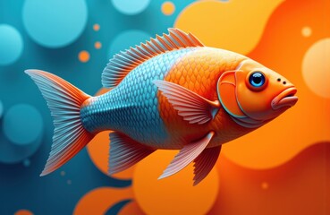 Fototapeta premium Colorful clownfish swimming in vibrant underwater scene with abstract background