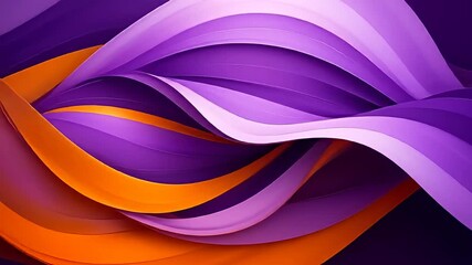 Abstract wave pattern of purple and orange ribbons creates a dynamic flow effect