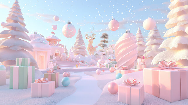 christmas gift box with christmas tree - Powered by Adobe