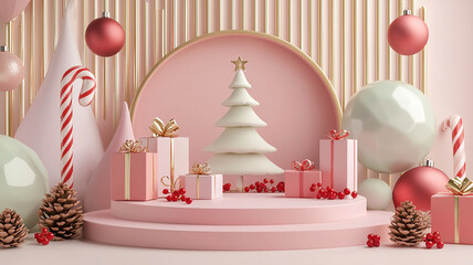 christmas cake with candles and gifts