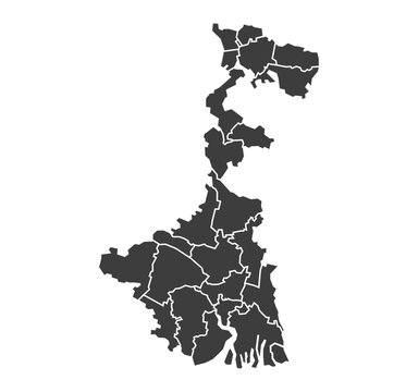 west bengal state map with all district map outline 