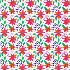 Christmas seamless pattern with festive design, gift paper, floral winter background, wallpaper. AI-generated (paid commercial license) and carefully edited for quality and commercial use.