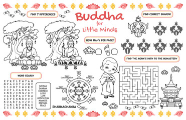 Buddha for Little Minds. Activity Sheet for Kids on Buddhism. Educational Interactive Games