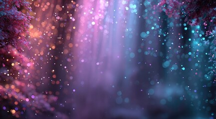 Enchanting forest scene with magical light and bokeh