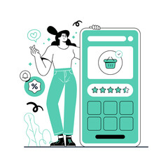 Modern Flat Design of Online Shopping Experience Composition