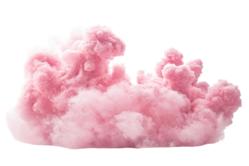 Vibrant pink cloud explosion isolated on transparent background. Realistic pink cloud isolated on white background.