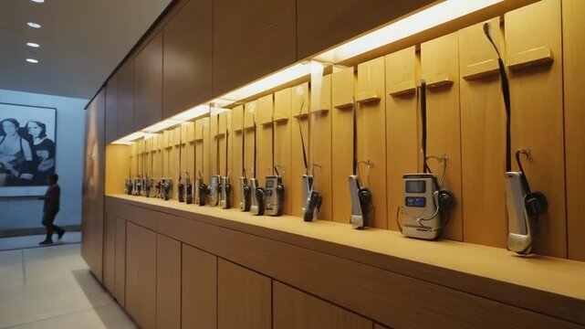 Audio guides in a museum.