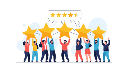 Customers celebrate outstanding five star product reviews and excellent service satisfaction