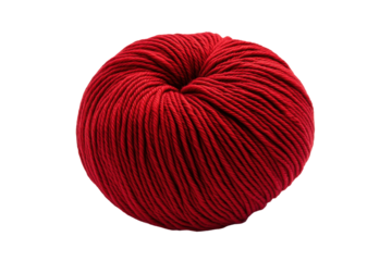 Red rubber band ball isolated on transparent background. Red woolen yarn ball isolated white background.