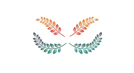 Decorative floral branches with gradient color accents for elegant design elements