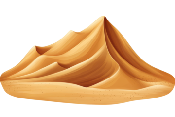 Golden brown swirl dessert topping isolated on transparent background. Sand dunes in the desert border isolated on white background.