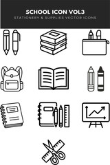 Back to School – Stationery & Supplies Vector Icons