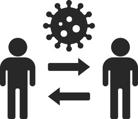 Virus transmission between people showing infection risk, human contact, and pandemic spread.
