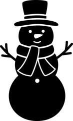 Adorable snowman character silhouette flat stock vector.
Holidays snowman black silhouette isolated.
Transparent background. 