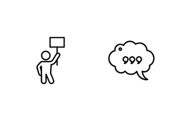 Person holding blank sign next to speech bubble vector