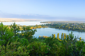 Fototapeta premium Beautiful landscape with beautiful rural nature during summer in the Republic of Moldova.