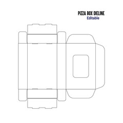 Pizza box dieline template, box dieline, dieline packaging, editable die cut pizza box, pizza packaging dieline, folding carton die lines, vector dieline design