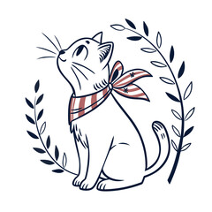 Linear Cat Icon on white back round
