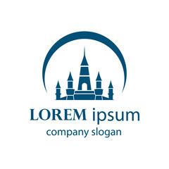 ancient castle silhouette logo illustration