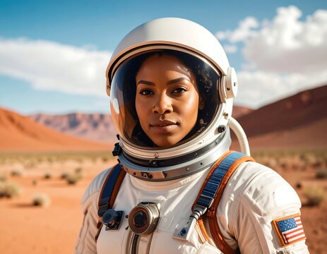 Woman astronaut in space suit