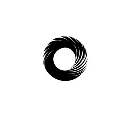 Abstract, circular, swirling design with speckles