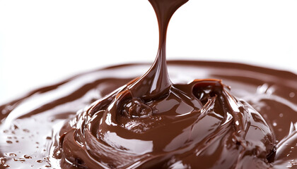 Chocolate glaze on white background for dessert decoration