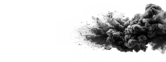 Gray-black smoke cloud against black background