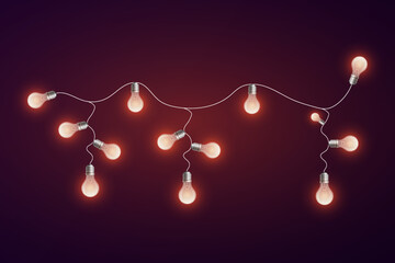 Festive glowing garlands, illumination of lights.