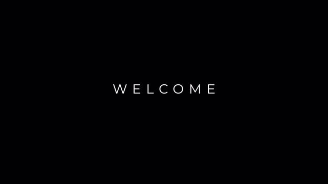 High contrast glitch effect on “Welcome” text. Transparent alpha channel for bold video overlays.
