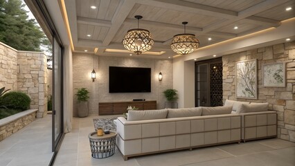 modern living room with LED