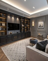 modern living room with black wood