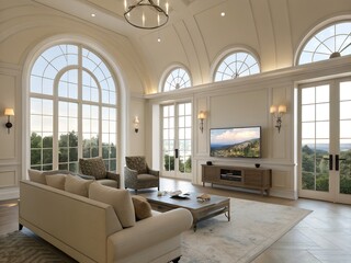 modern living room with soft lightening