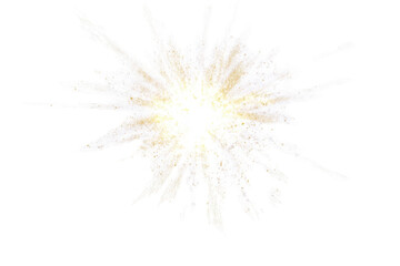 Fototapeta premium White powder explosion burst isolated on transparent background. Sparkler explosion bright light effects isolated on white background.