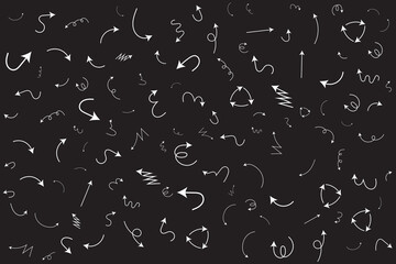 White Arrows and Curves on Black Background - Dynamic Design Collection