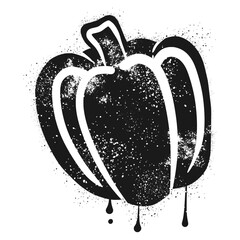 Paprika graffiti with grunge texture with black spray paint drops