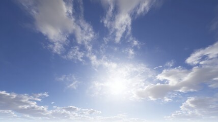 Fototapeta premium Bright sunlit sky with scattered clouds. AI image
