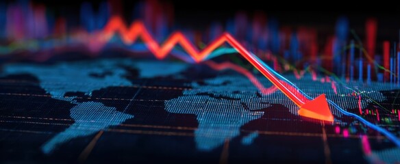 The financial graph illustrating a significant decline in global market trends.