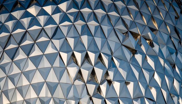 Modern architectural facade with triangular panels