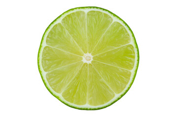 Fresh green lime slice isolated on transparent background