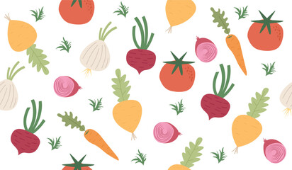 Cute mix vegetables pattern background vector design