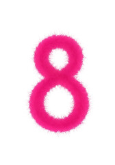 Fototapeta premium Illustration of pink fluffy number eight isolated on transparent background