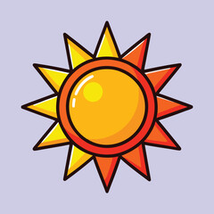 Stylized vector illustration of a radiant sun with a cartoon aesthetic