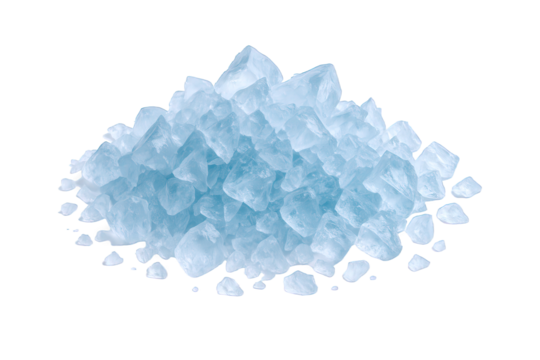 Pile of Crystalline Blue Rock Salt Fragments with Sharp Edges and Translucent Facets - Powered by Adobe
